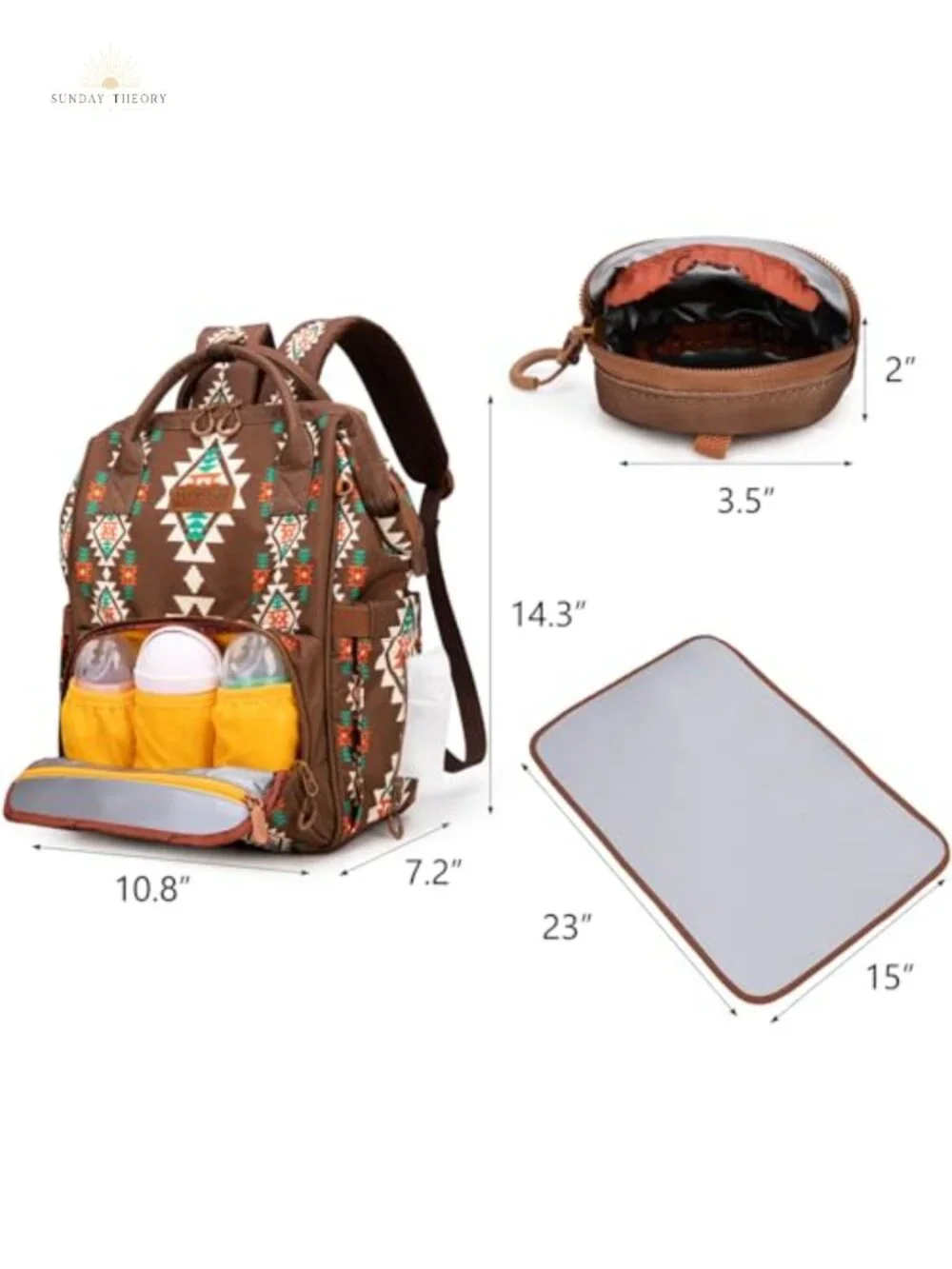 Wrangler Diaper Bag Backpack Aztec Pattern Travel Hiking Canvas Water Resistant